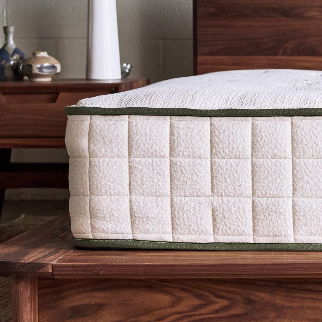 Avocado Green Mattress, close-up of the quilted side panel