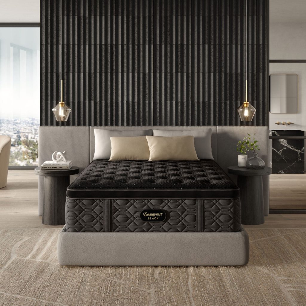 Beautyrest Black Series Three medium pillow top in a dark bedroom