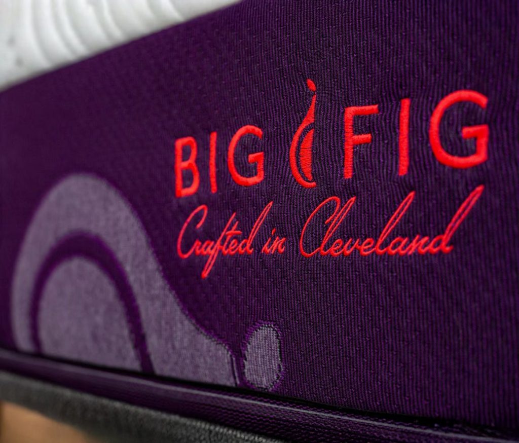 Close-up of the Crafted in Cleveland label on the Big Fig Luxe Mattress