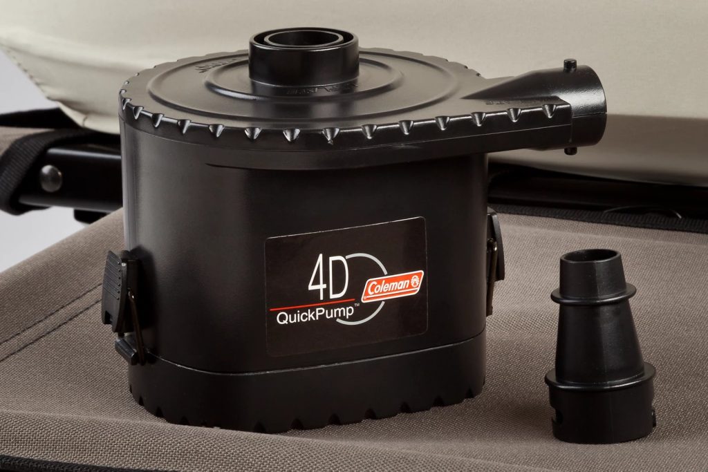 Coleman 4D QuickPump battery pump included with the Airbed Cot