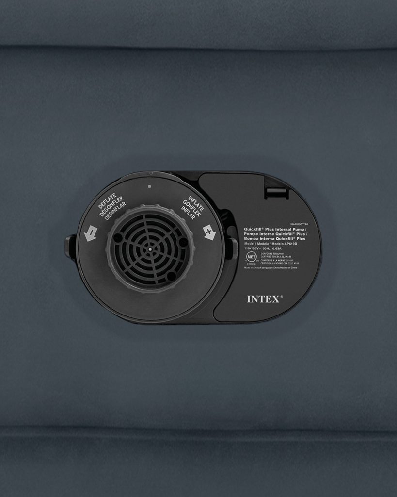 Built-in electric pump on the Intex Ultra Plush Headboard air mattress