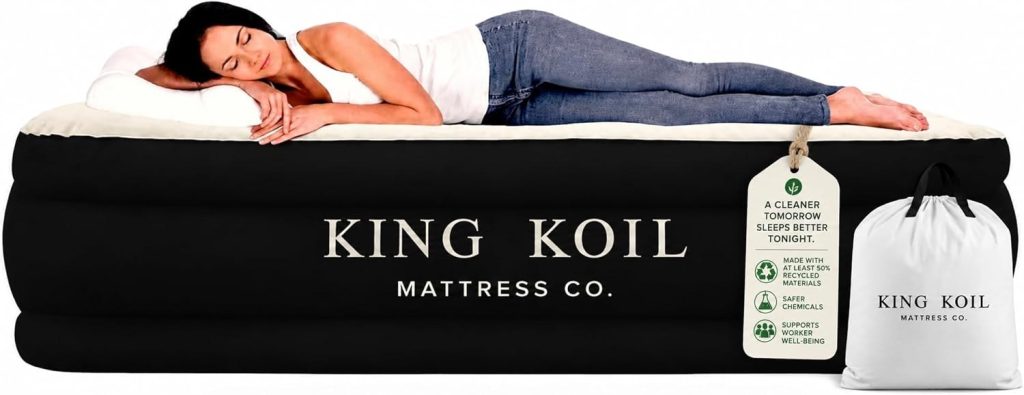 Woman sleeping on the inflated King Koil Luxury Air Mattress