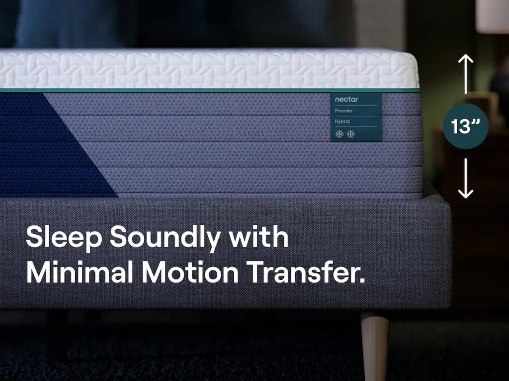 Nectar Premier Hybrid mattress, side detail showing the 13-inch profile