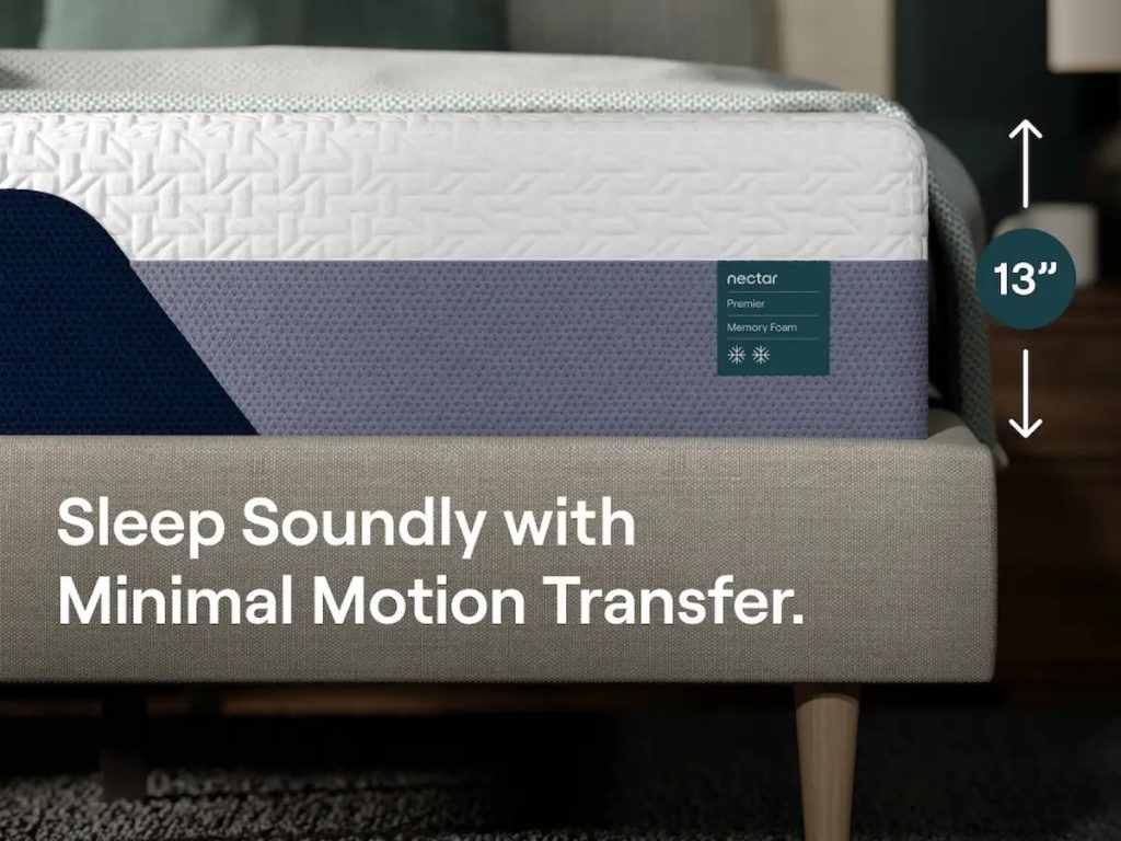 Nectar Premier Memory Foam mattress, side detail showing the 13-inch profile