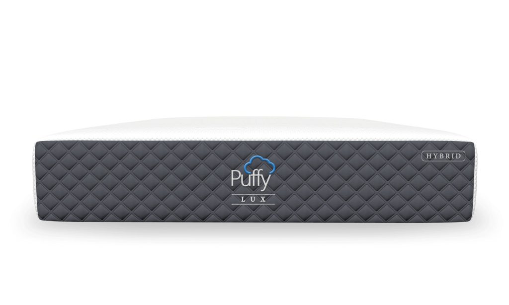 Puffy Lux Hybrid Mattress side view on a white background