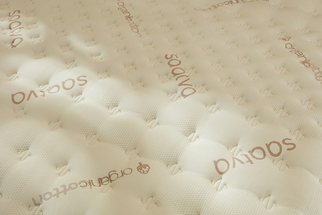 Close-up of the organic cotton cover on the Saatva Classic