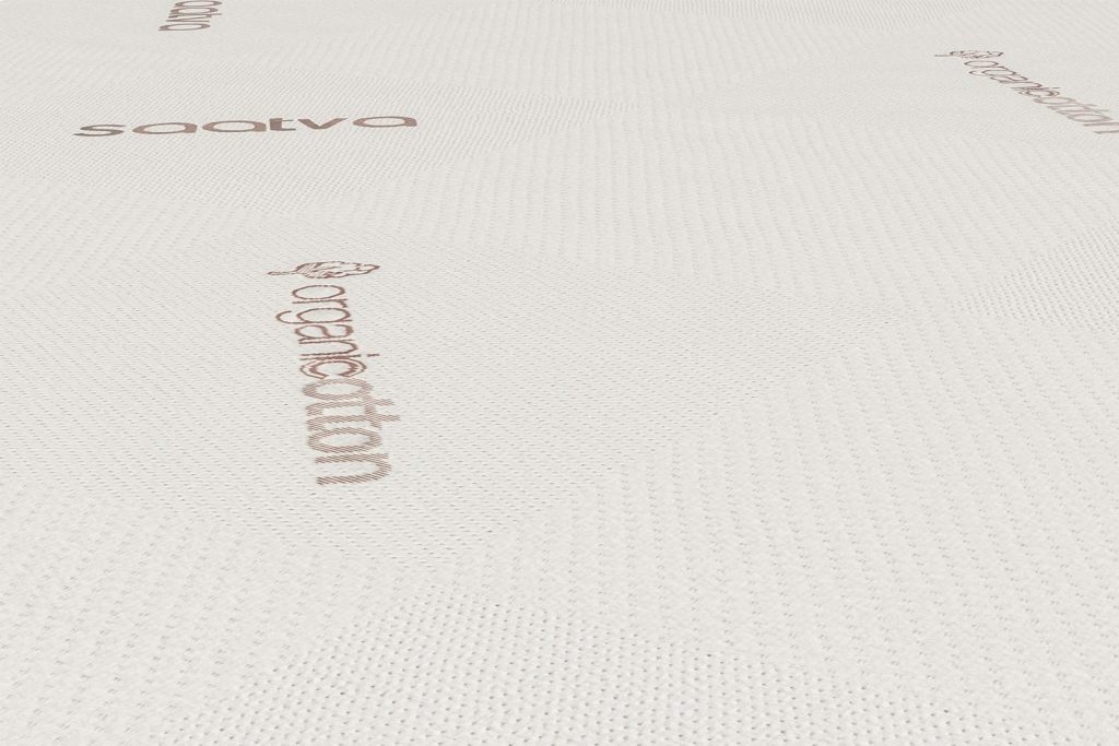 Close-up of the organic cotton knit cover of the Saatva Contour5