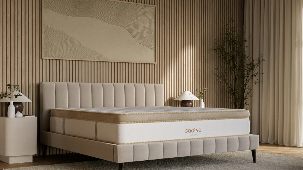 Saatva HD mattress in a bright bedroom setting