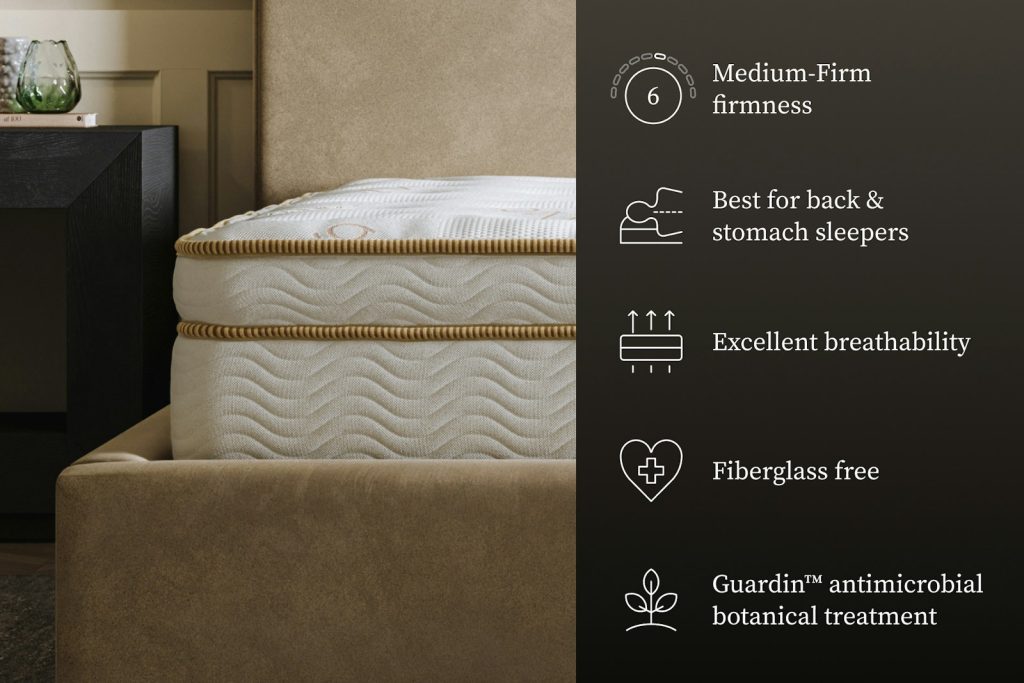 Saatva Latex Hybrid key features: medium-firm, for back and stomach sleepers