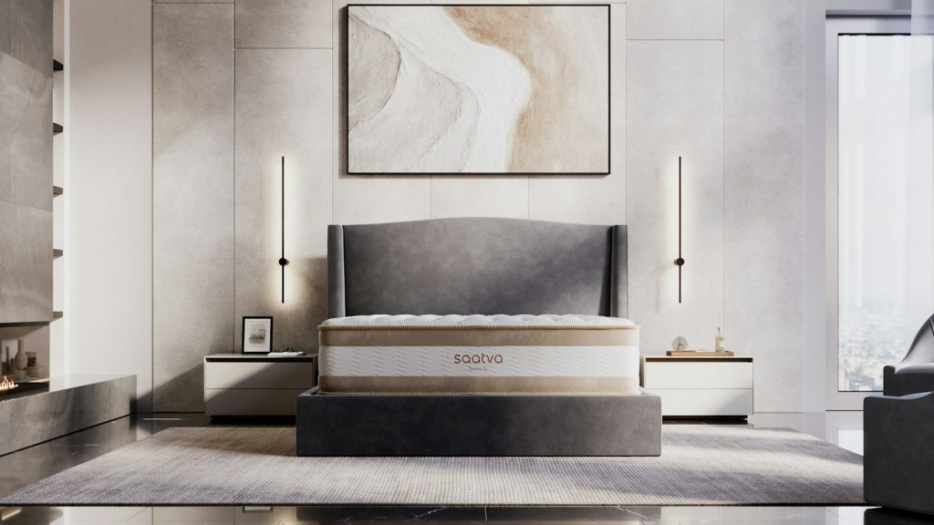 Saatva Rx mattress in a styled bedroom