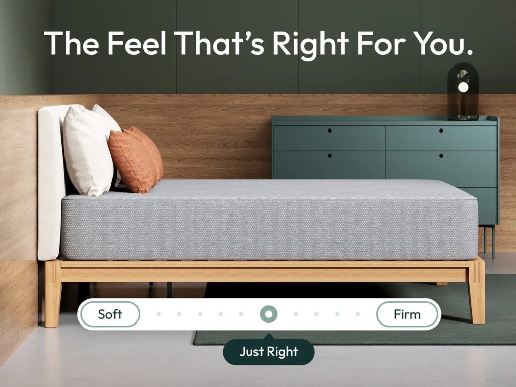 Siena Signature 12" Memory Foam mattress, side view with the brand firmness slider