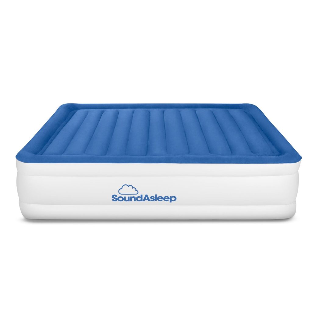 SoundAsleep CloudNine air mattress showing the raised height and logo
