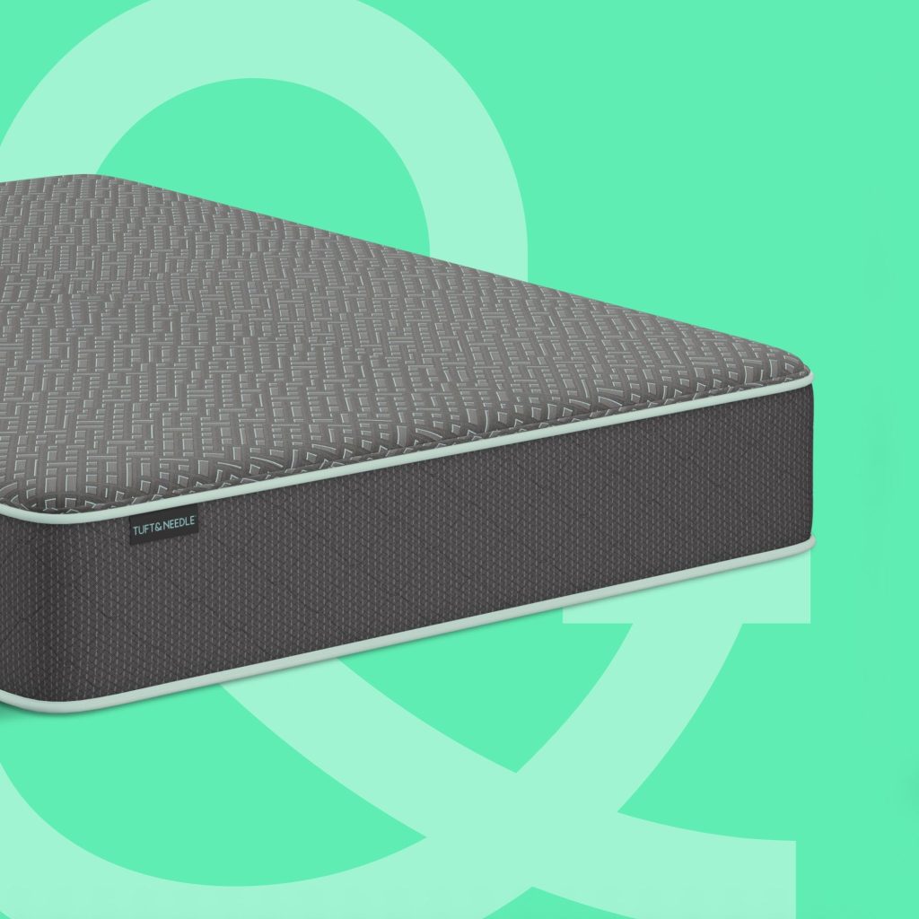 Tuft & Needle Original mattress, product shot on a green background