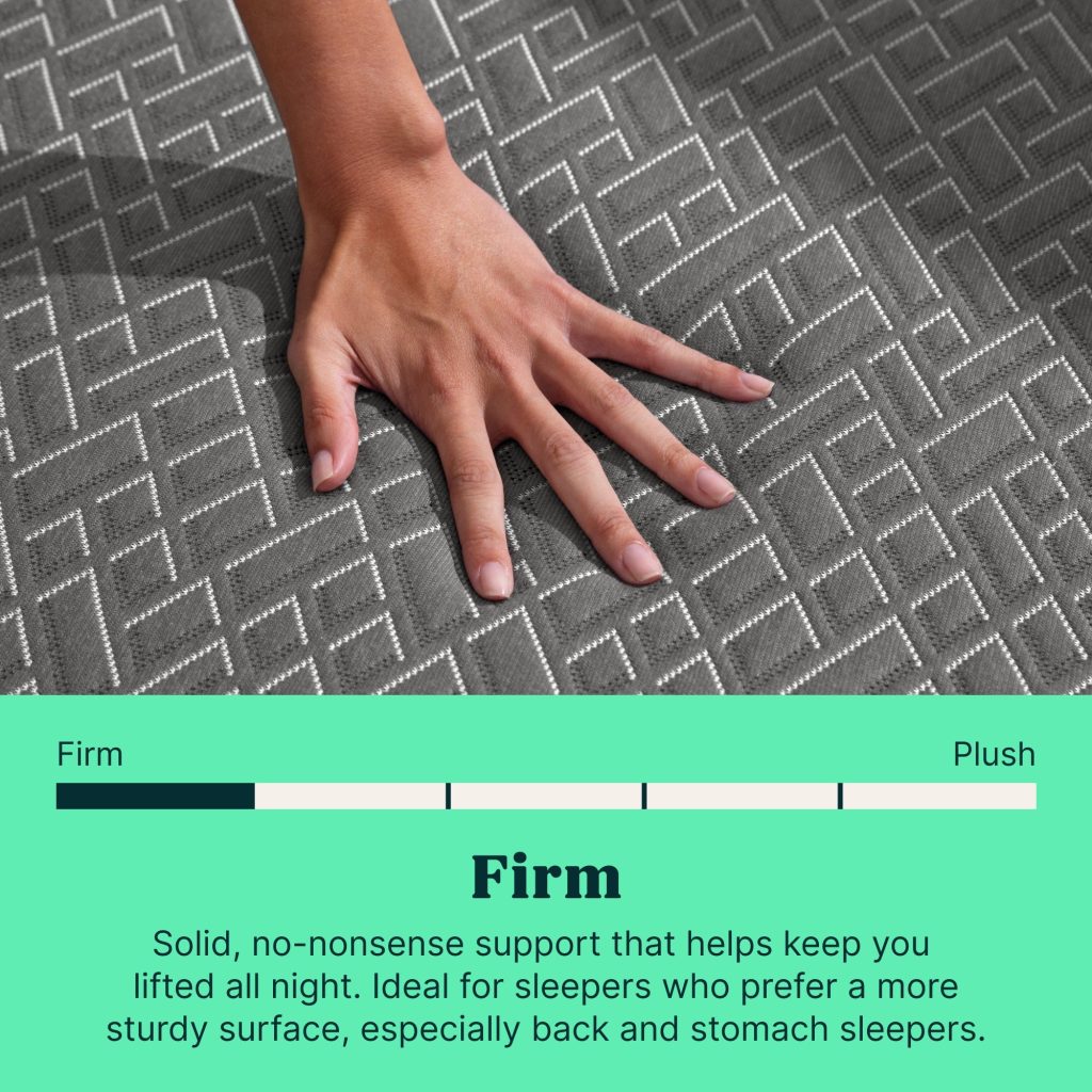 Hand on the Tuft & Needle Original cover with the firmness scale